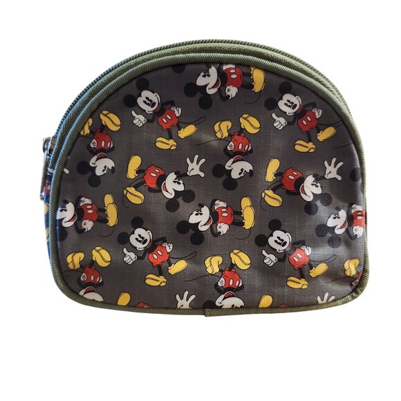 Disney 3pc Mickey Mouse Bag Set Tote Crossbody Cosmetic Ripstop Nylon Green New - Picture 5 of 7